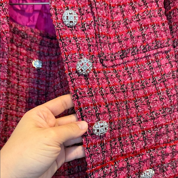 Karl Lagerfeld Hot Pink Tweed Jacket and Skirt Set - Picture 4 of 9